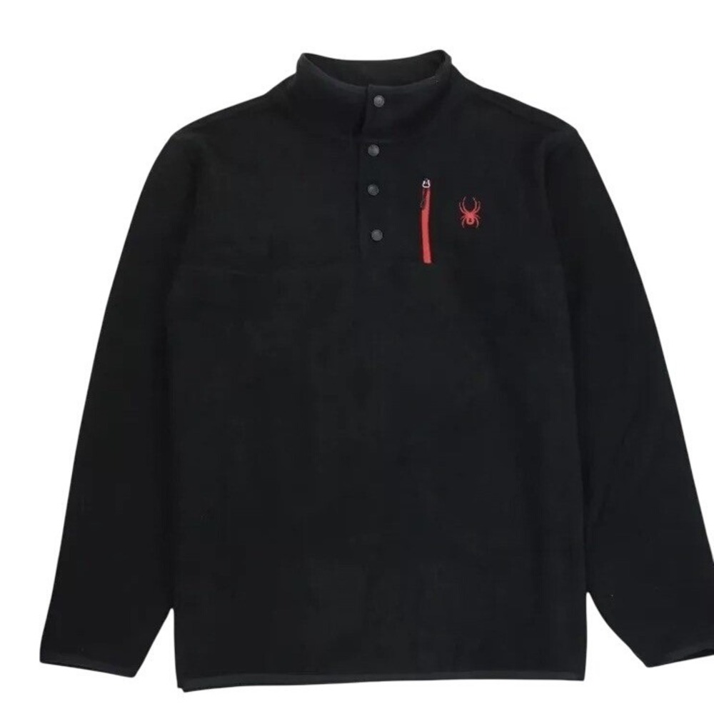 SPYDER Men's sweater 1/4 Button Down Fleece Soft Shell Ski Top Red Size M‎ NW